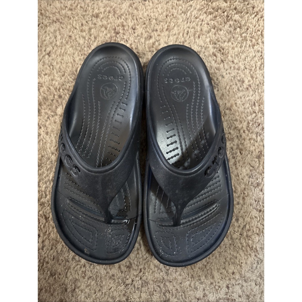 Crocs Baya Lightweight Croslite Flip-Flops Sandals Men's 7 Women's  9 US Black